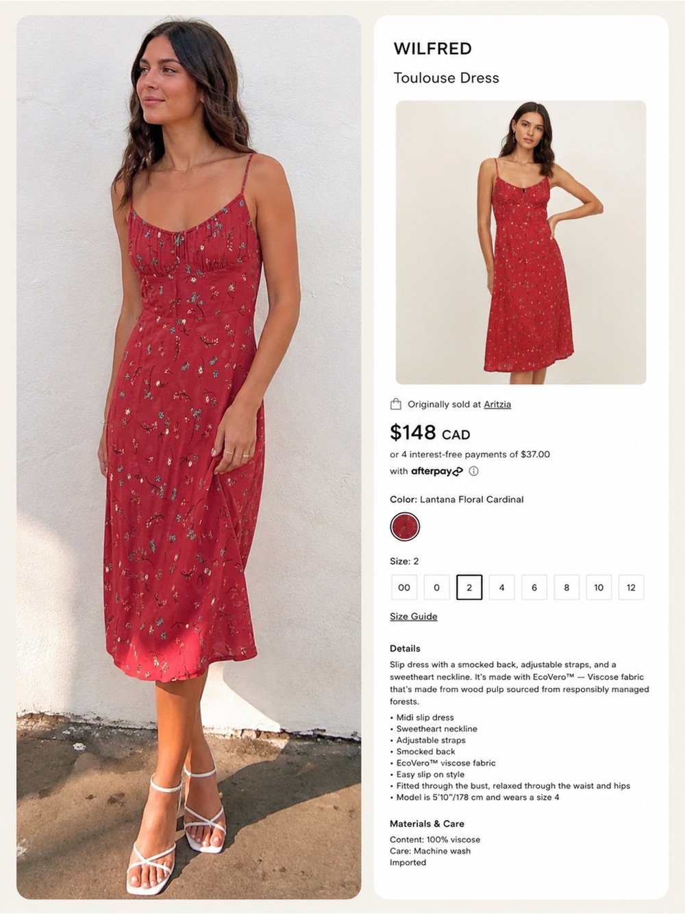 Wilfred Toulouse Dusty Rose Floral Midi Dress